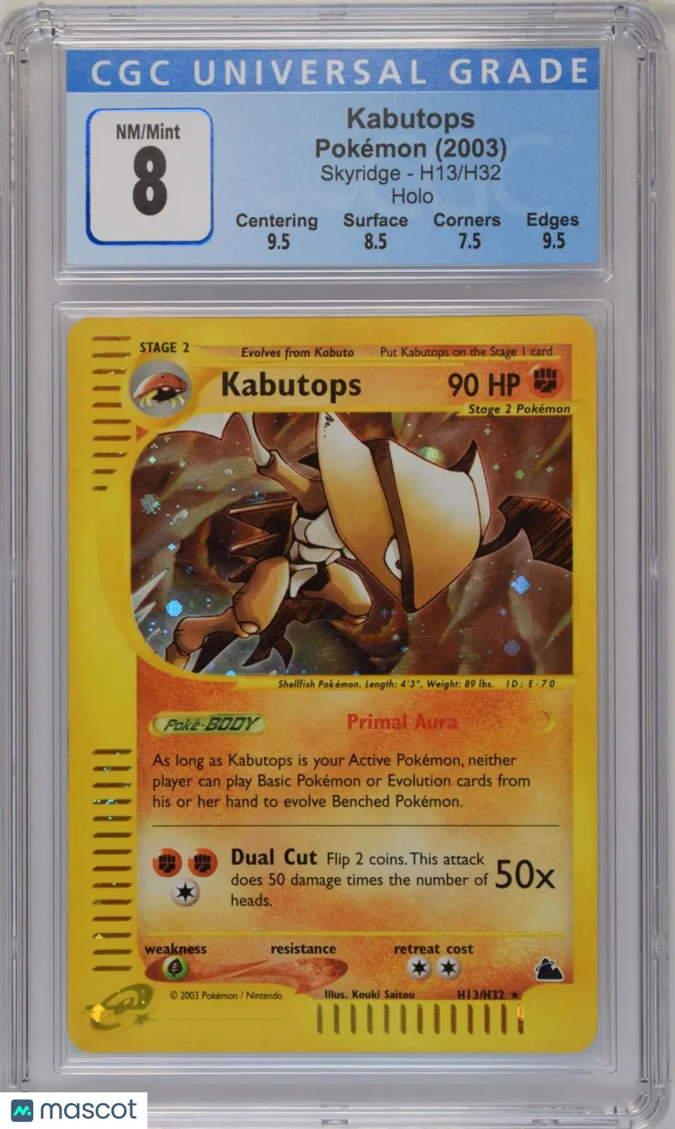 rare kabutops card 2003 Skyridge Kabutops Holo Rare CGC 8