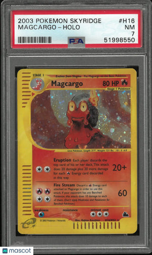2003 Pokemon Skyridge Holo Rare Magcargo H16/H32 SWIRL PSA 7 