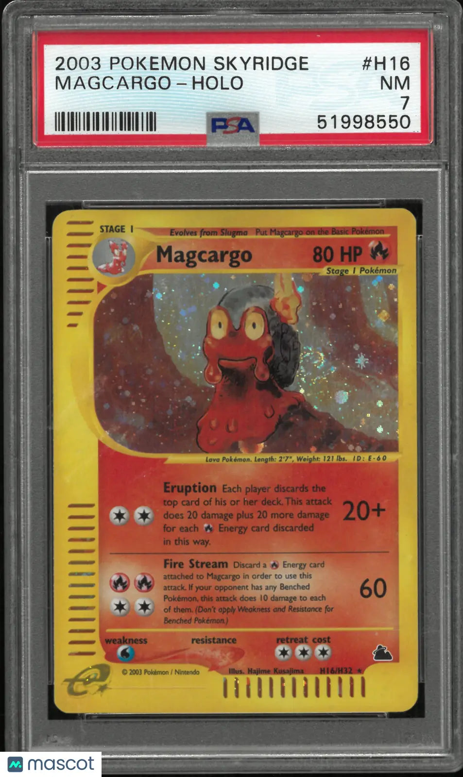 2003 Pokemon Skyridge Holo Rare Magcargo H16/H32 SWIRL PSA 7 