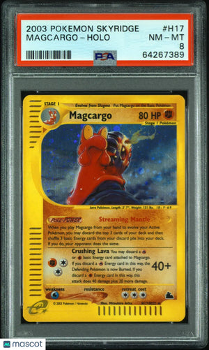 2003 Pokemon Skyridge Holo Rare Magcargo H17/H32 SWIRL PSA 8 