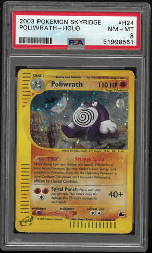 2003 Pokemon Skyridge Poliwrath Holo PSA 8 #H24 
