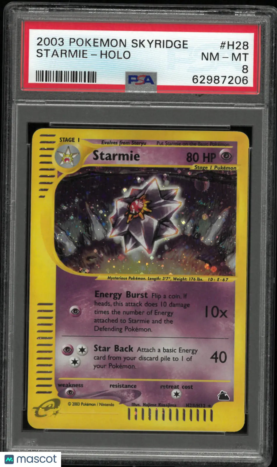 2003 Pokemon Skyridge Starmie Holo H28/H32PSA 8 