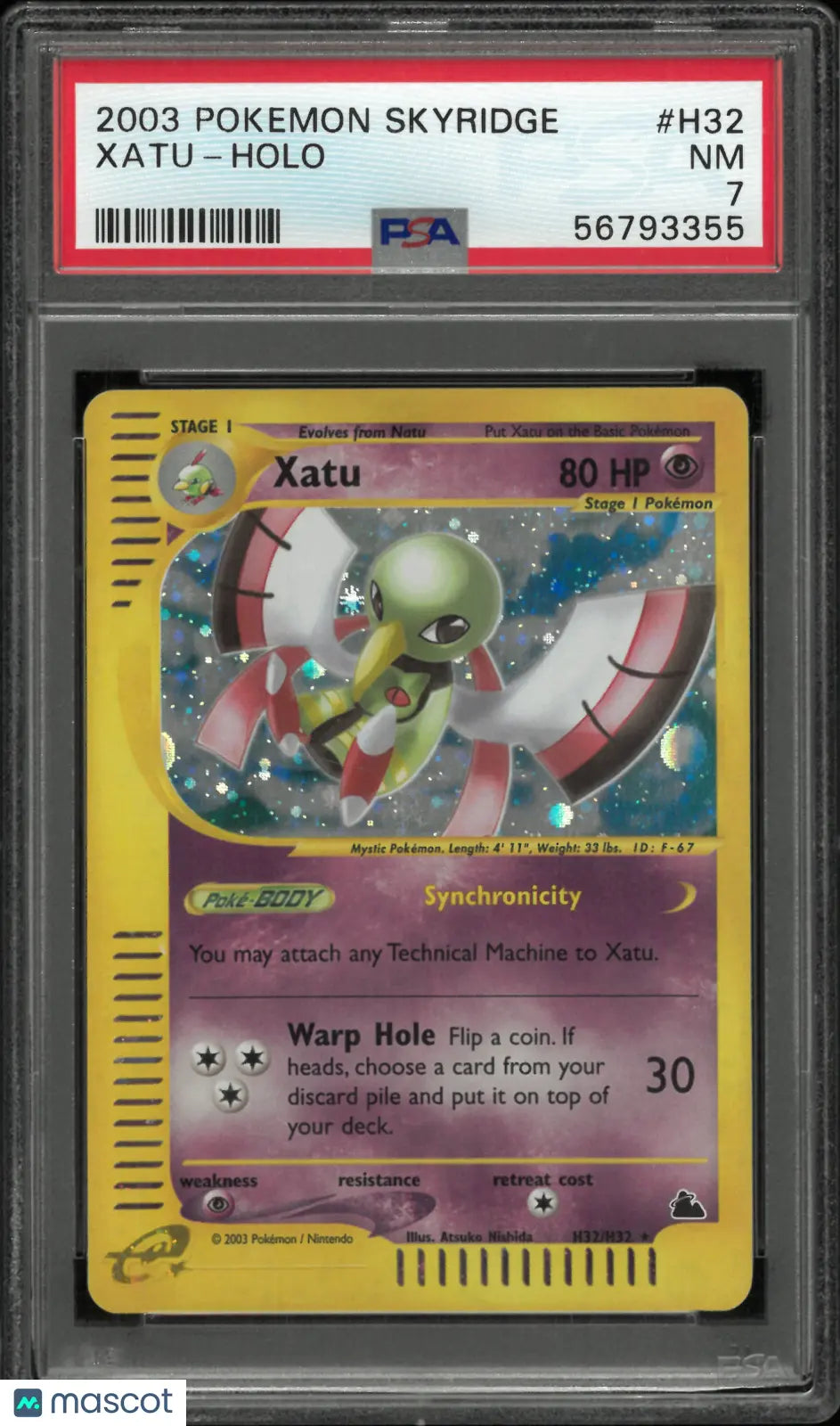 2003 Pokemon Skyridge Xatu Holo H32/H32 PSA 7 