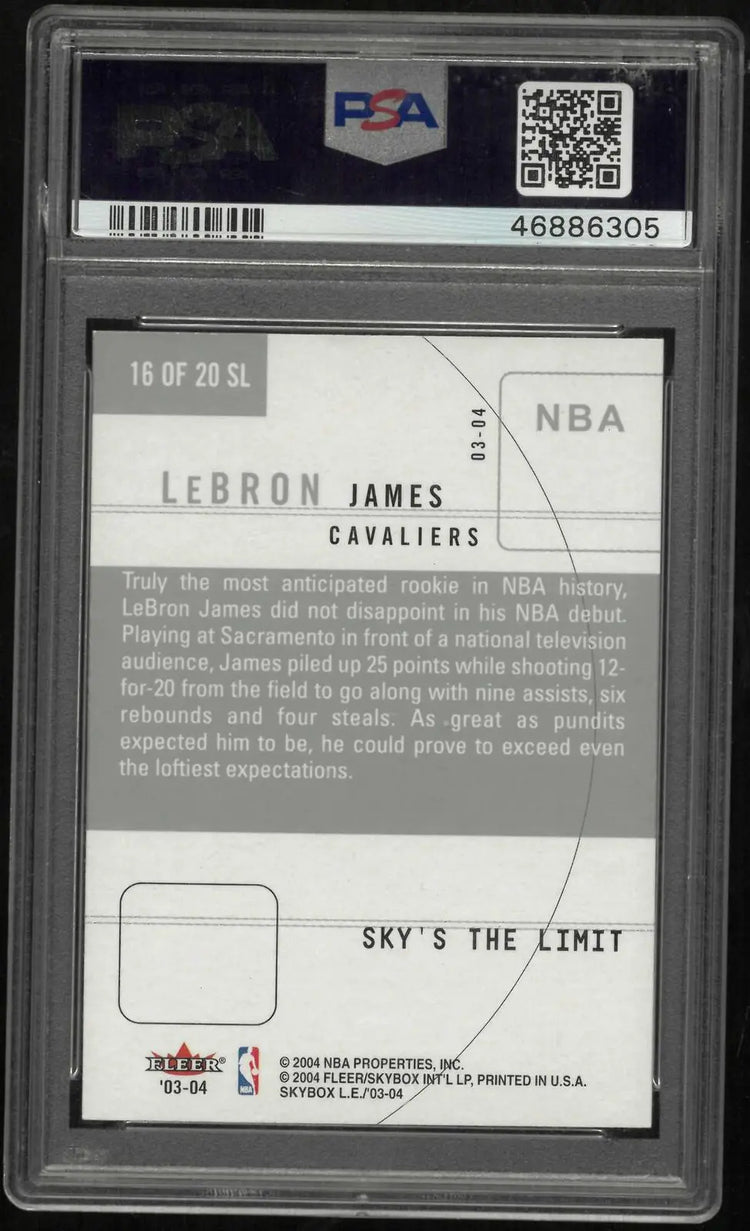 2003 Skybox Limited Edition Sky's The Limit Lebron James PSA 7 