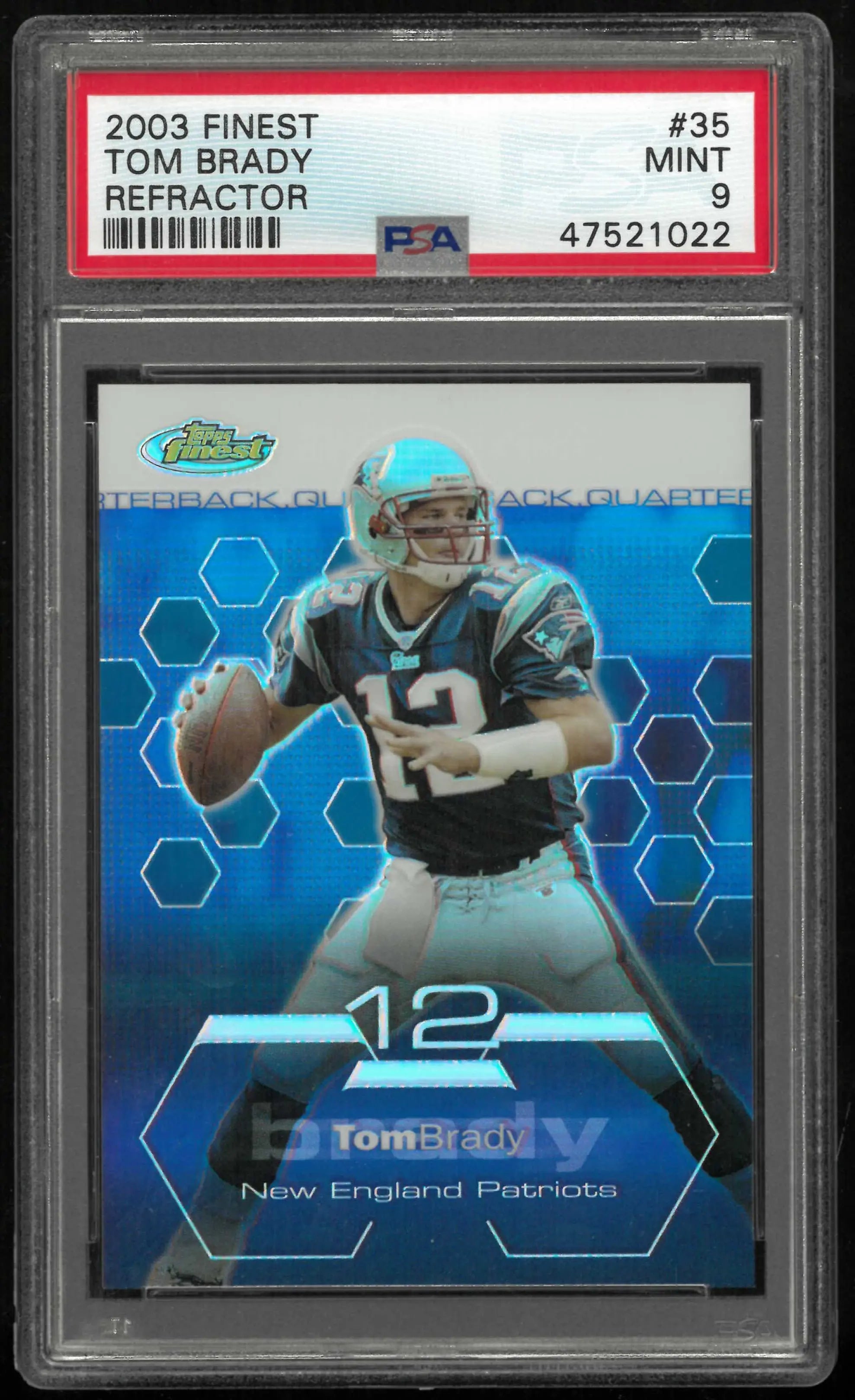 2003 Topps Finest Tom Brady Refractor /199 PSA 9 