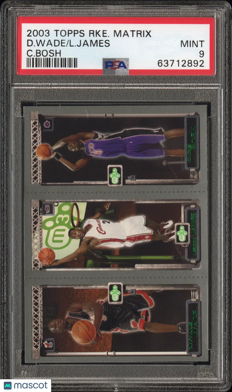 2003 Topps Rookie Matrix Chris Bosh LeBron James Dwayne Wade PSA 9 RC 