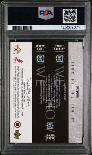 2003 UD SP Authentic Sign Of The Times Triple Auto M Howe G Howe Howe /25 PSA A 
