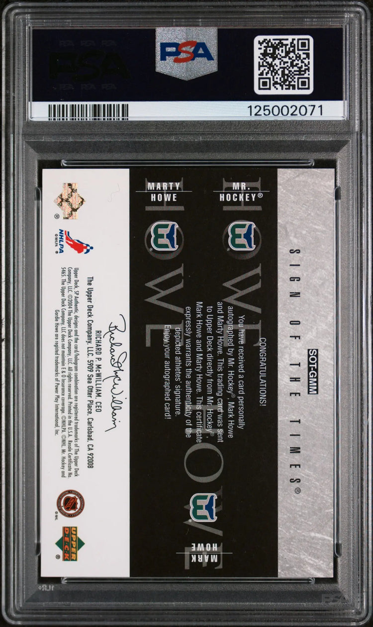 2003 UD SP Authentic Sign Of The Times Triple Auto M Howe G Howe Howe /25 PSA A 