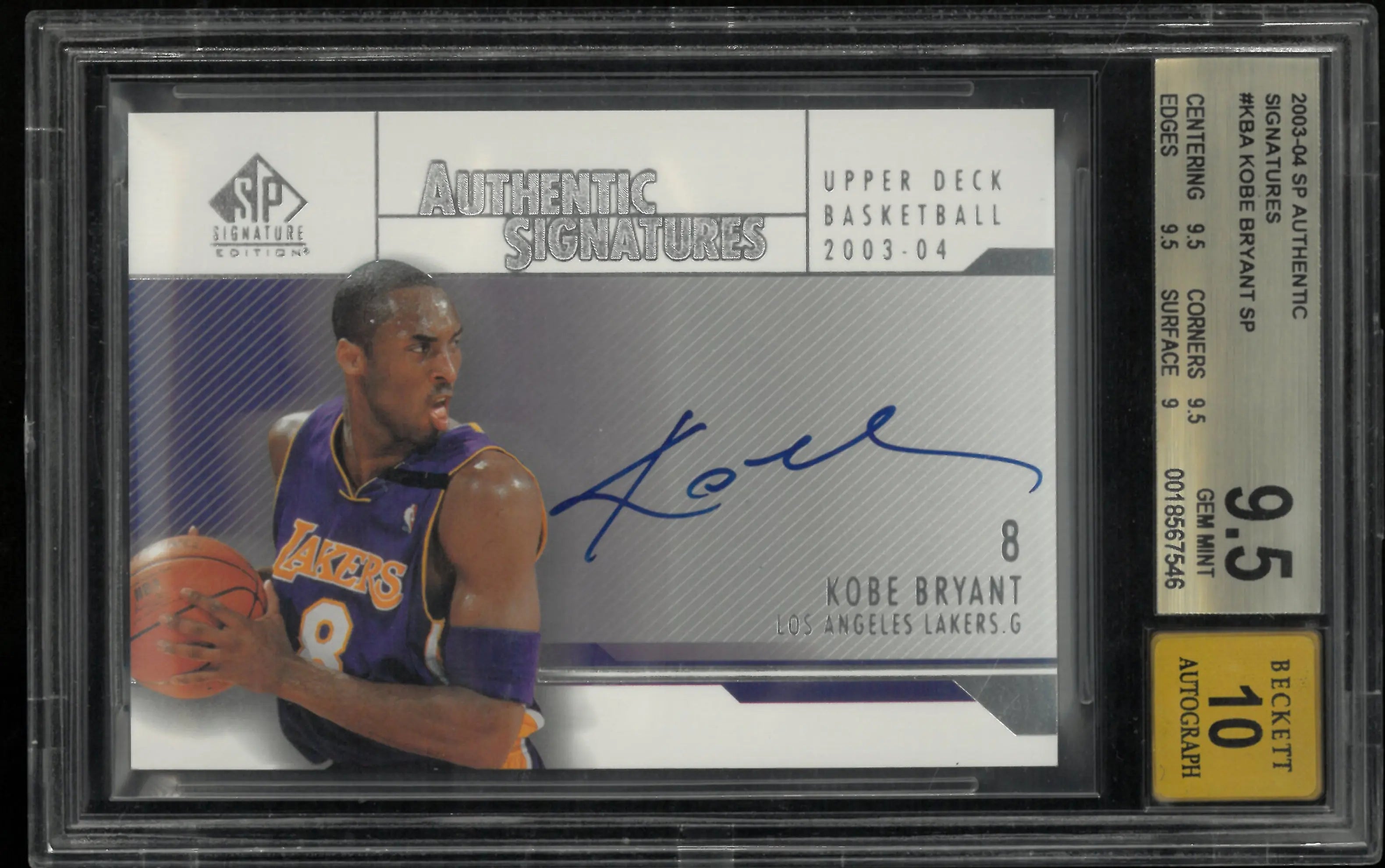2003 UD SP Authentic Signatures Auto Kobe Bryant SP BGS 9.5 Auto 10 
