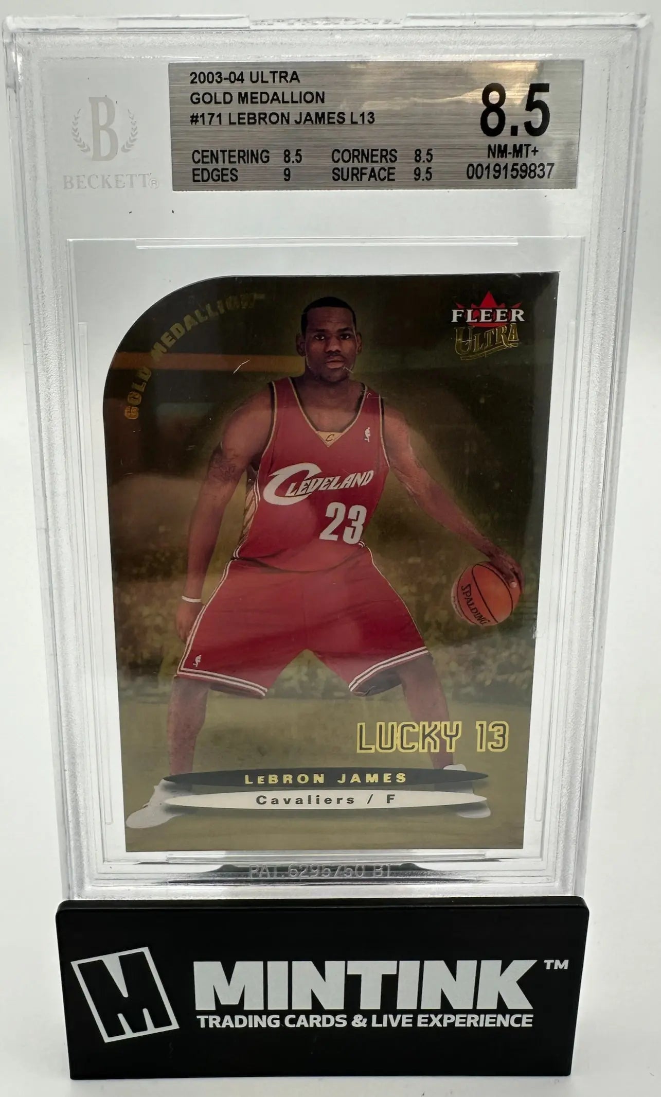 2003 Ultra Gold Medallion Lucky 13 Rookie LeBron James RC BGS 8.5 
