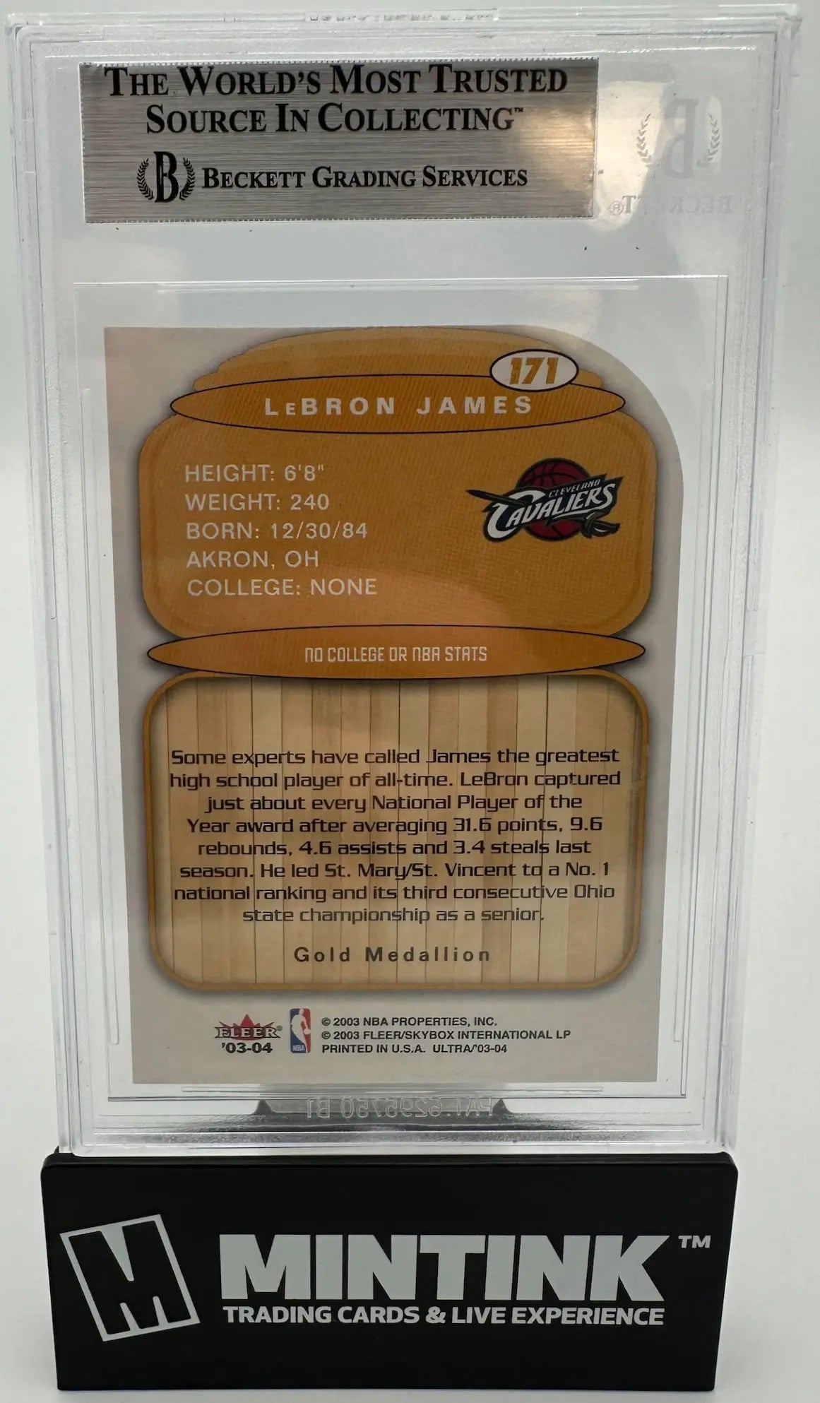 2003 Ultra Gold Medallion Lucky 13 Rookie LeBron James RC BGS 8.5 