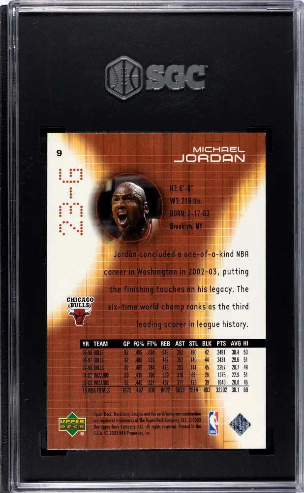 2003 Upper Deck Hardcourt Michael Jordan Promo SGC 9 