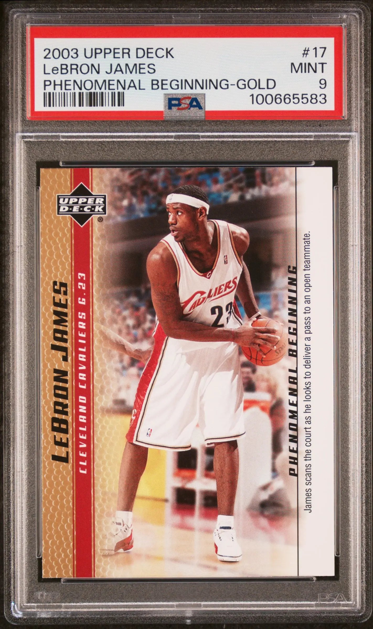 2003 Upper Deck Phenomenal Beginnings Rookie LeBron James Gold RC PSA 9 