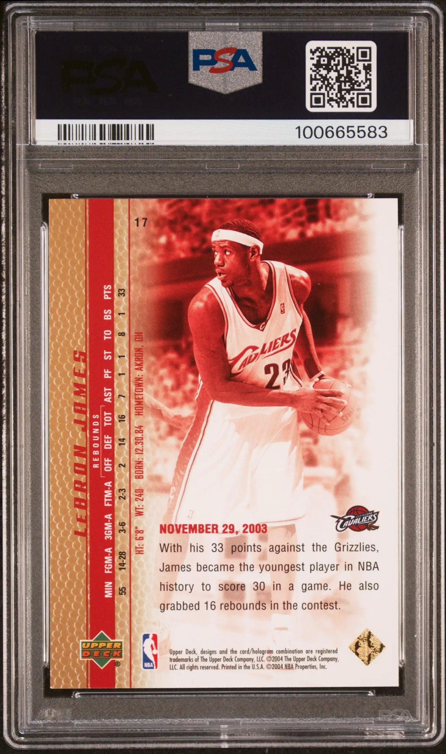 2003 Upper Deck Phenomenal Beginnings Rookie LeBron James Gold RC PSA 9 