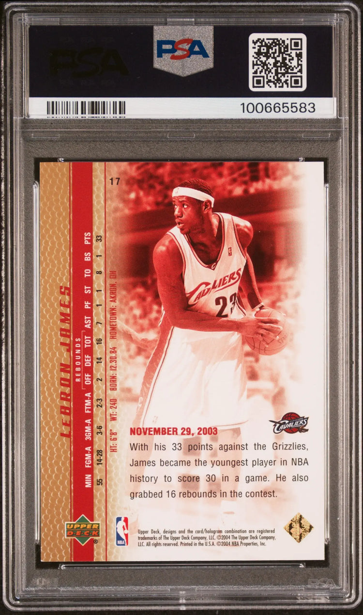 2003 Upper Deck Phenomenal Beginnings Rookie LeBron James Gold RC PSA 9 