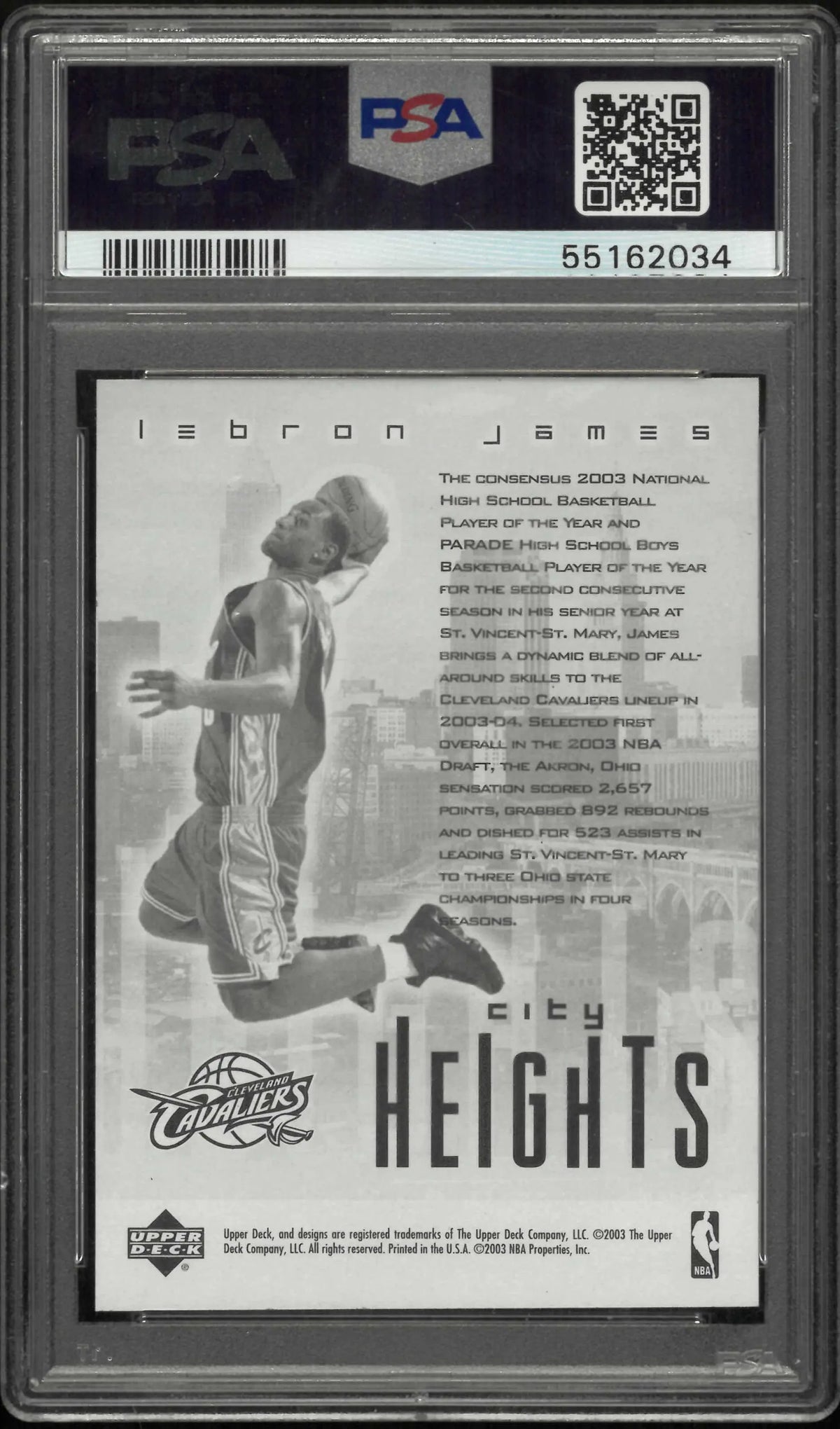 2003 Upper Deck Redemption Special Rookie Lebron James RC PSA 10 