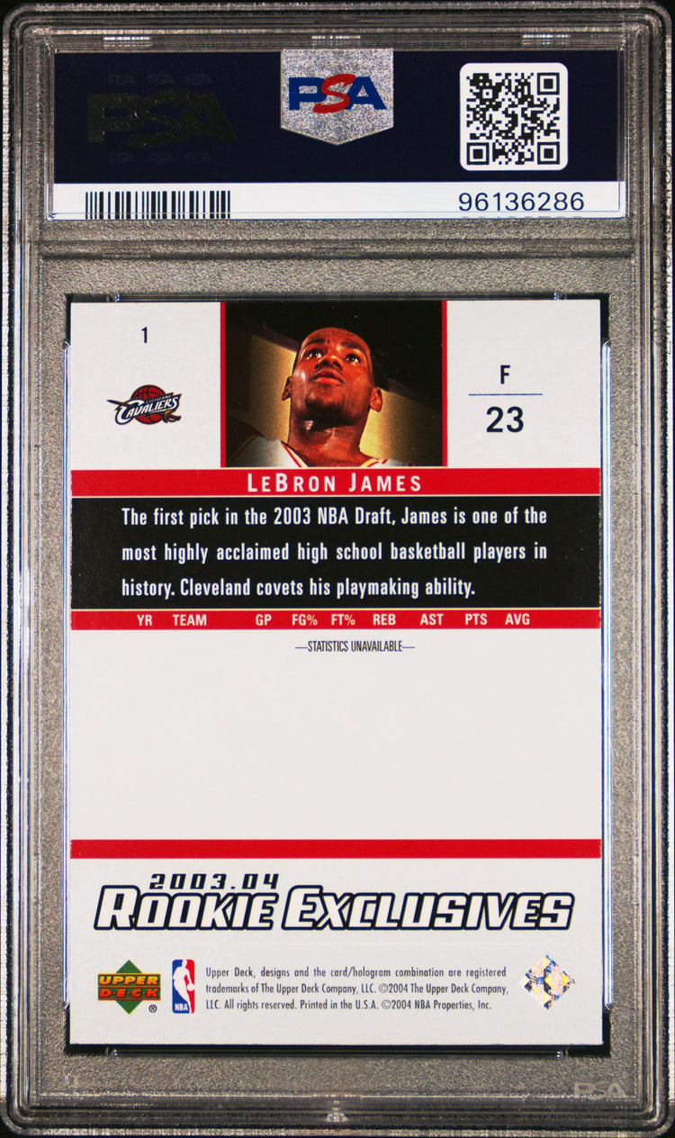 2003 Upper Deck Rookie Exclusives Lebron James RC PSA 9 
