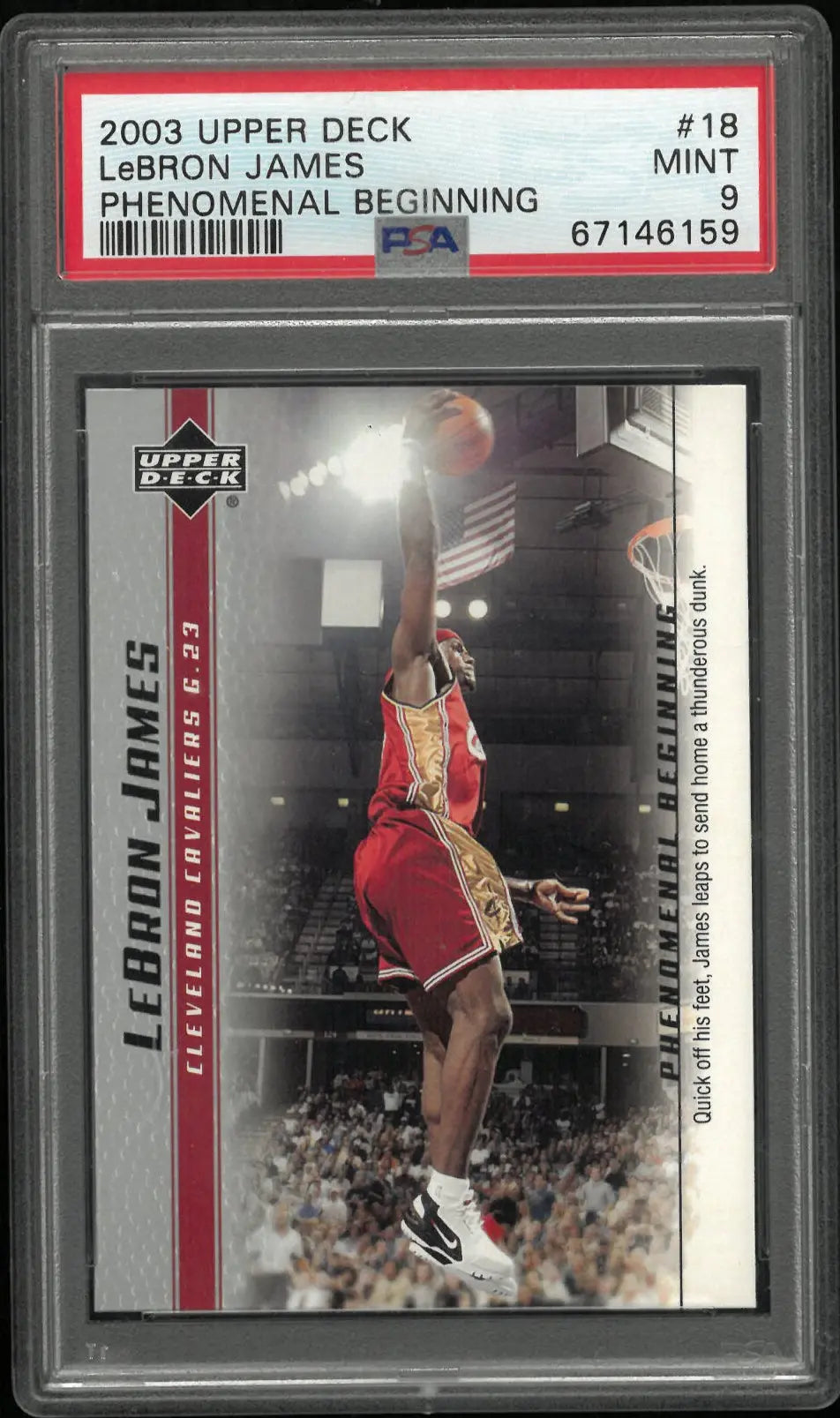 2003 Upper Deck Rookie Phenomenal Beginnings LeBron James RC PSA 9 