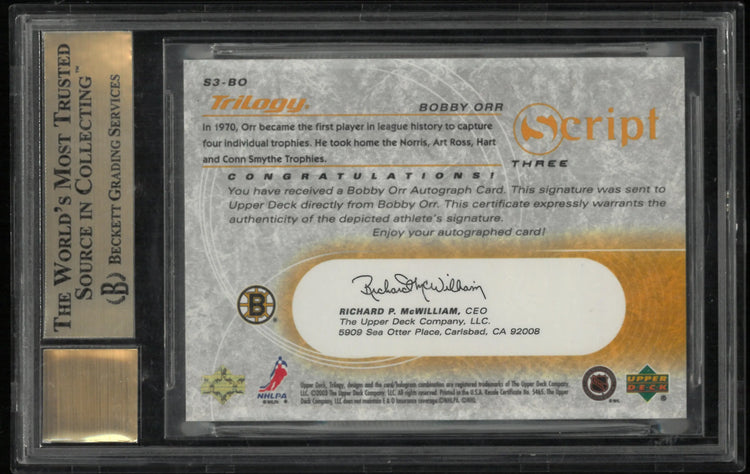 2003 Upper Deck Trilogy Scripts Autograph Bobby Orr BGS 9.5 Auto 9 