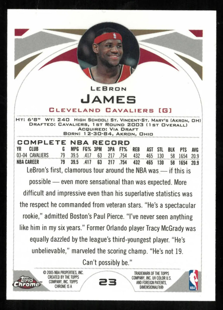 2004-05 Topps Chrome Basketball LeBron James 
