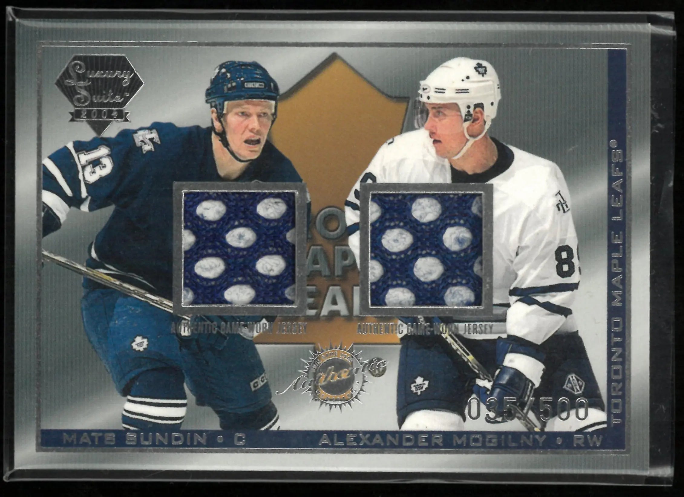 2004 Pacific Trading Luxary Suite Authentic Patch Mats Sundin/Alexander Mogilny /500 