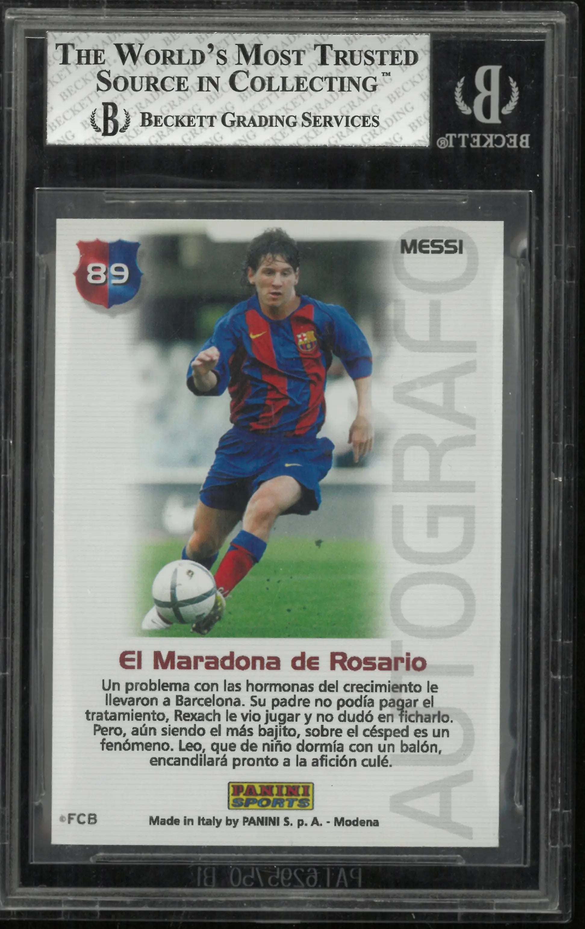 2004 Panini Mega Cracks Barca Campeon Spanish Lionel Messi RC Rookie #89 BGS 7.5 