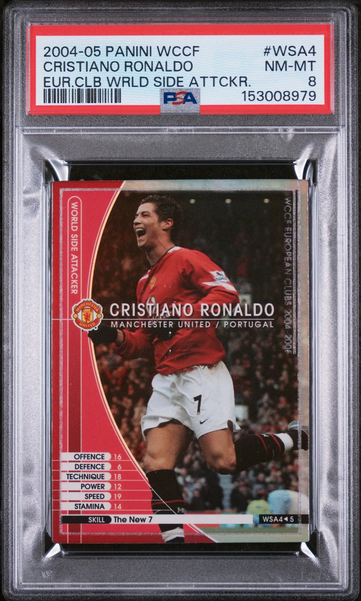2004 Panini WCCF European Clubs World Side Attacker Cristiano Ronaldo PSA 8 