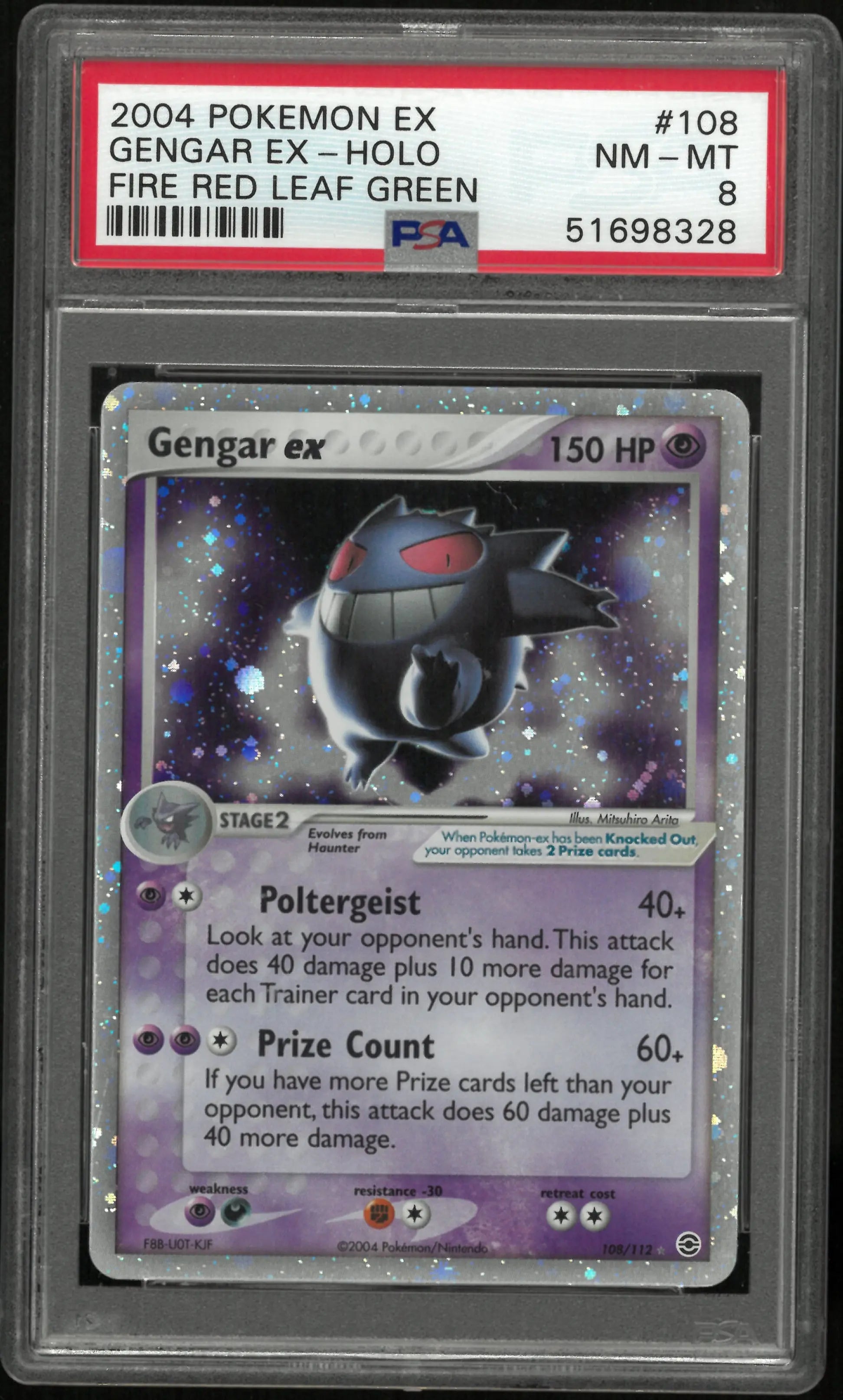 2004 Pokemon EX Fire Red Leaf Green Gengar EX Holo PSA 8 108/112 