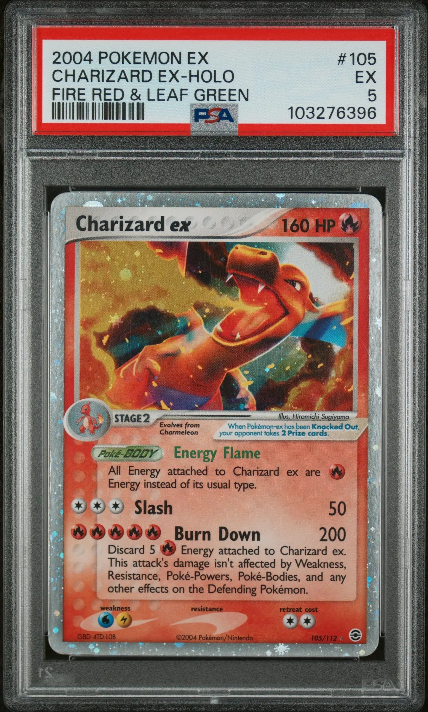 2004 Pokemon EX Fire Red & Leaf Green Charizard EX Holo PSA 5 105/112 