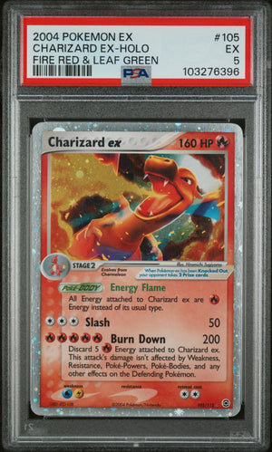 2004 Pokemon EX Fire Red & Leaf Green Charizard EX Holo PSA 5 105/112 