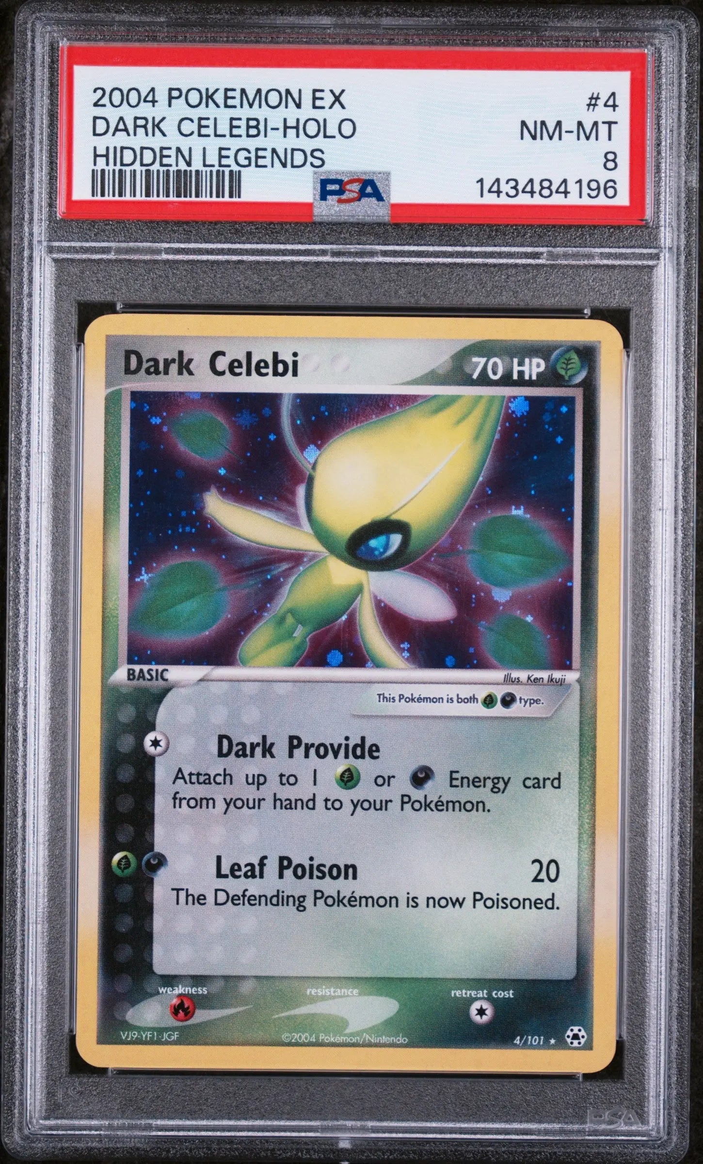 2004 Pokemon EX Hidden Legends Dark Celebi Holo Hidden Legends 4/101 PSA 8 