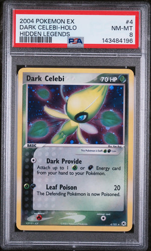 2004 Pokemon EX Hidden Legends Dark Celebi Holo Hidden Legends 4/101 PSA 8 