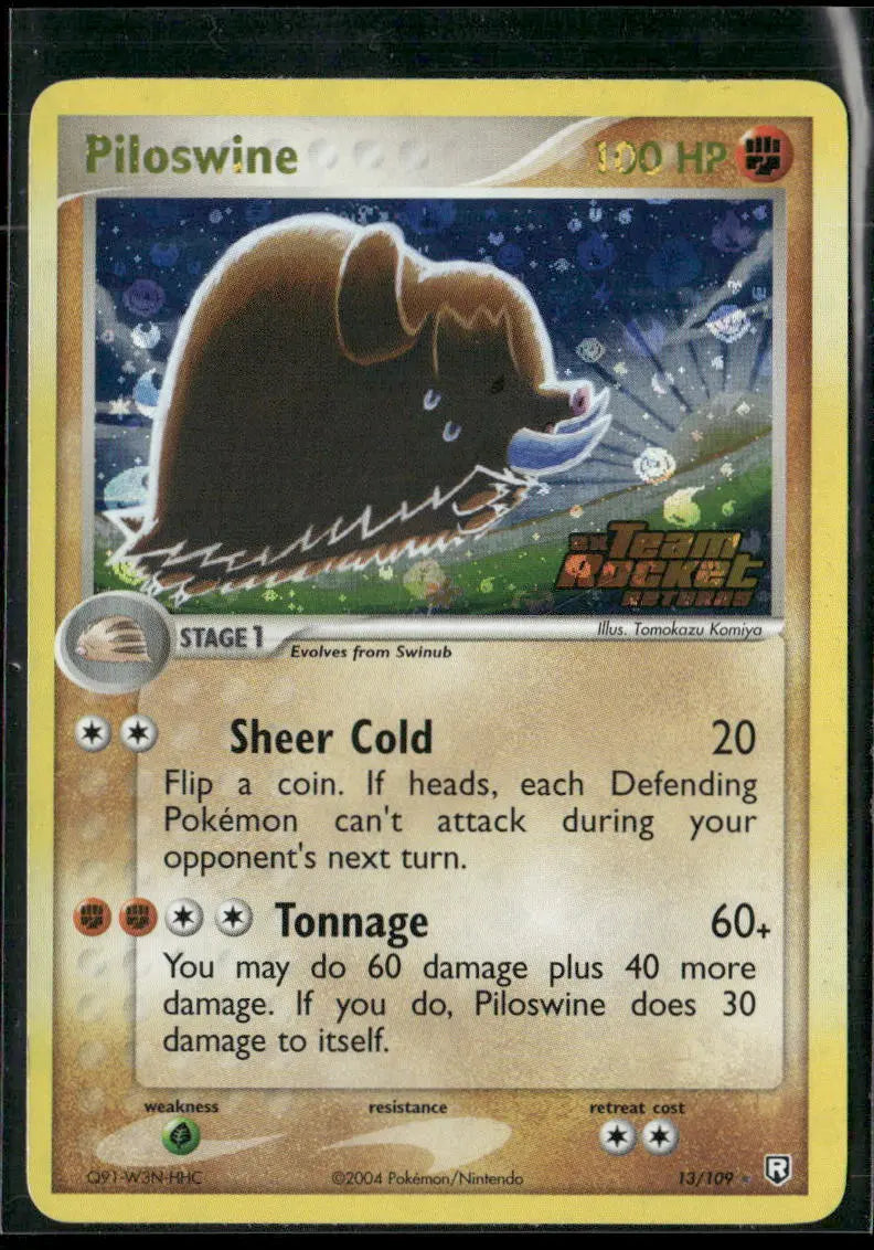 2004 Pokemon EX Team Rocket Returns Reverse Holofoil Piloswine 13/109 