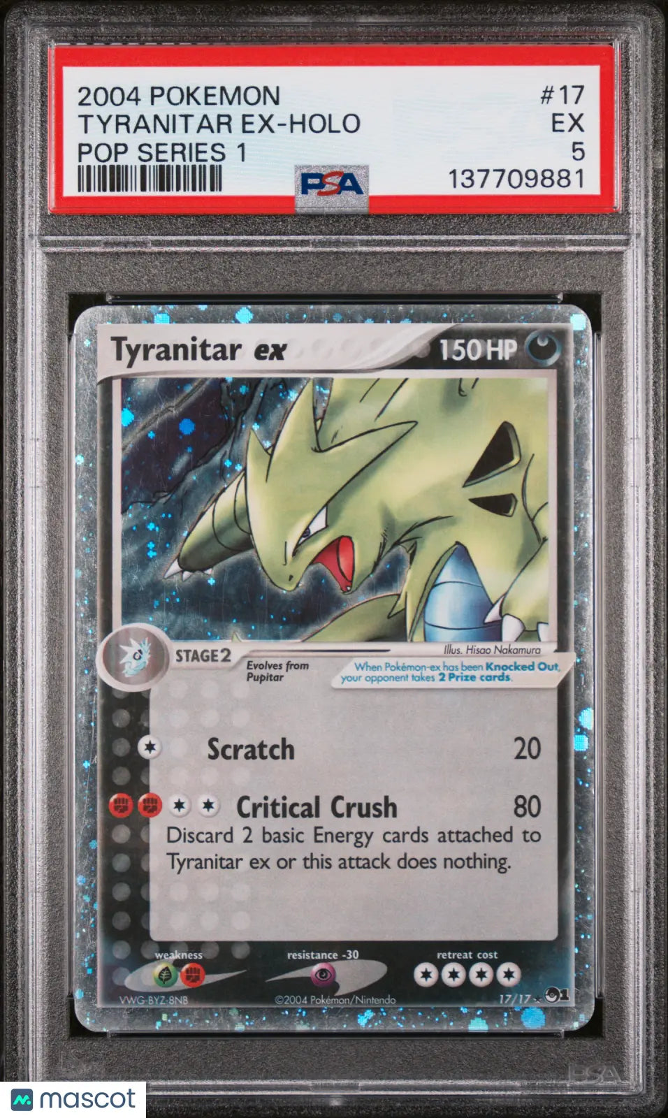 2004 Pokemon Pop Series 1 Tyranitar EX Holo Pop Series 1 PSA 5 17/17 