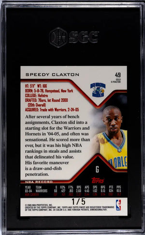 2004 Topps Finest Basketball Speedy Claxton Gold XFractor SGC 9.5 1/5 