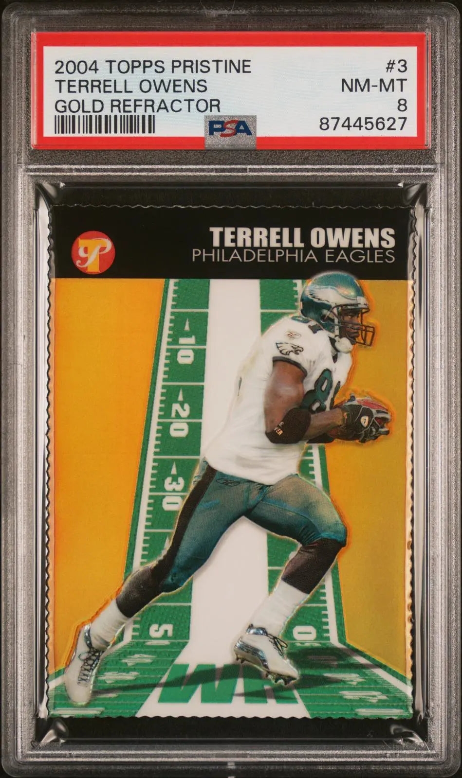 2004 Topps Pristine Football Terrell Owens Gold Refractor /99 PSA 8 