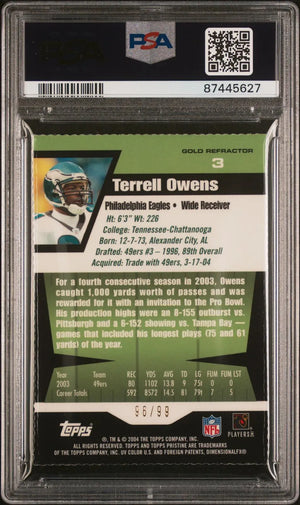 2004 Topps Pristine Football Terrell Owens Gold Refractor /99 PSA 8 