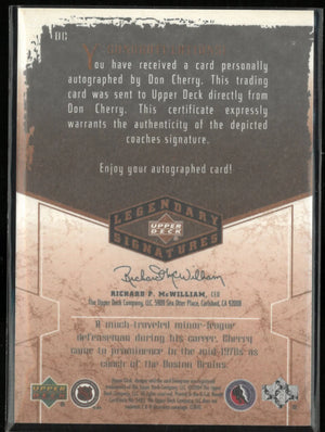 2004 Upper Deck Legendary Signatures Autograph Don Cherry Auto 