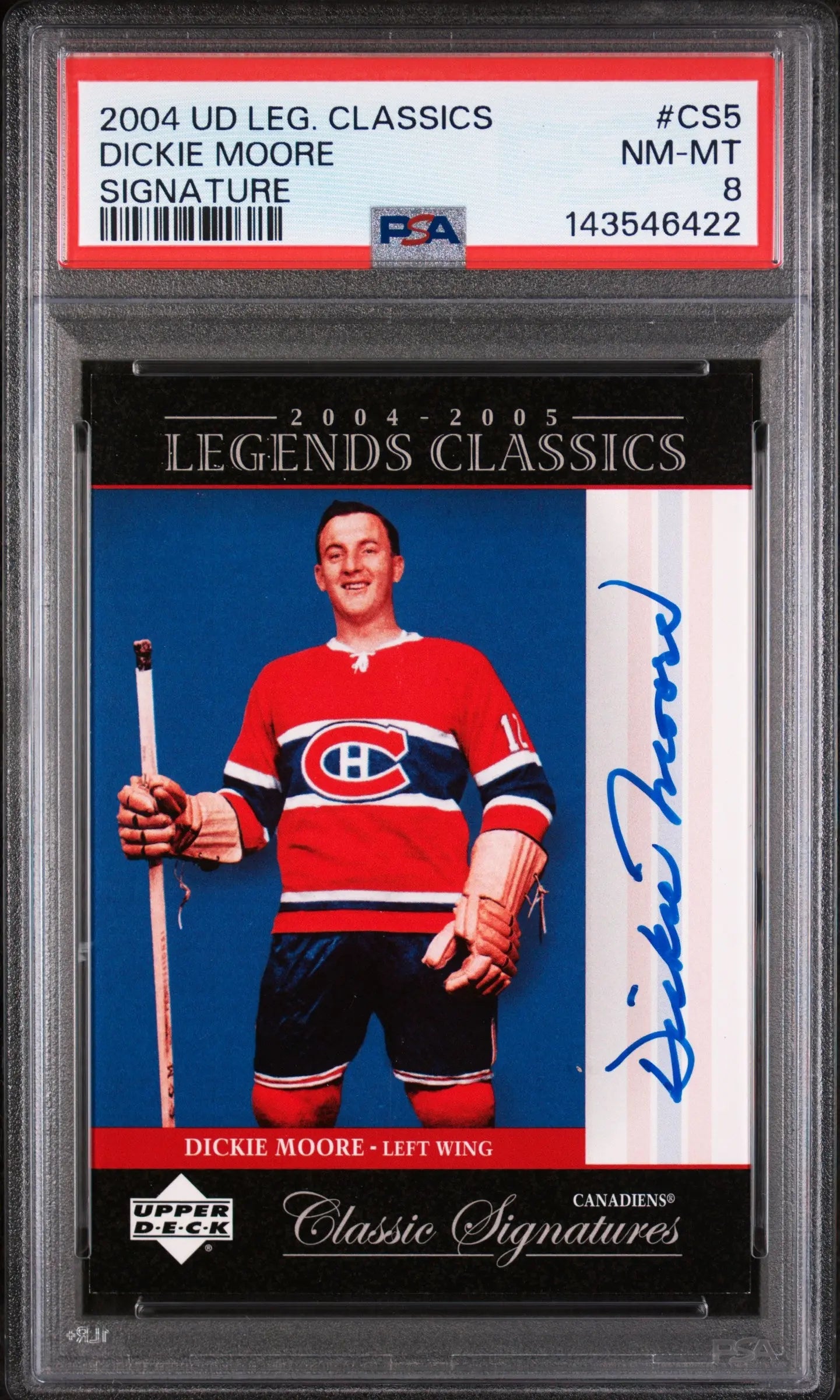2004 Upper Deck Legends Classics Signatures Dickie Moore Autograph Auto PSA 8 