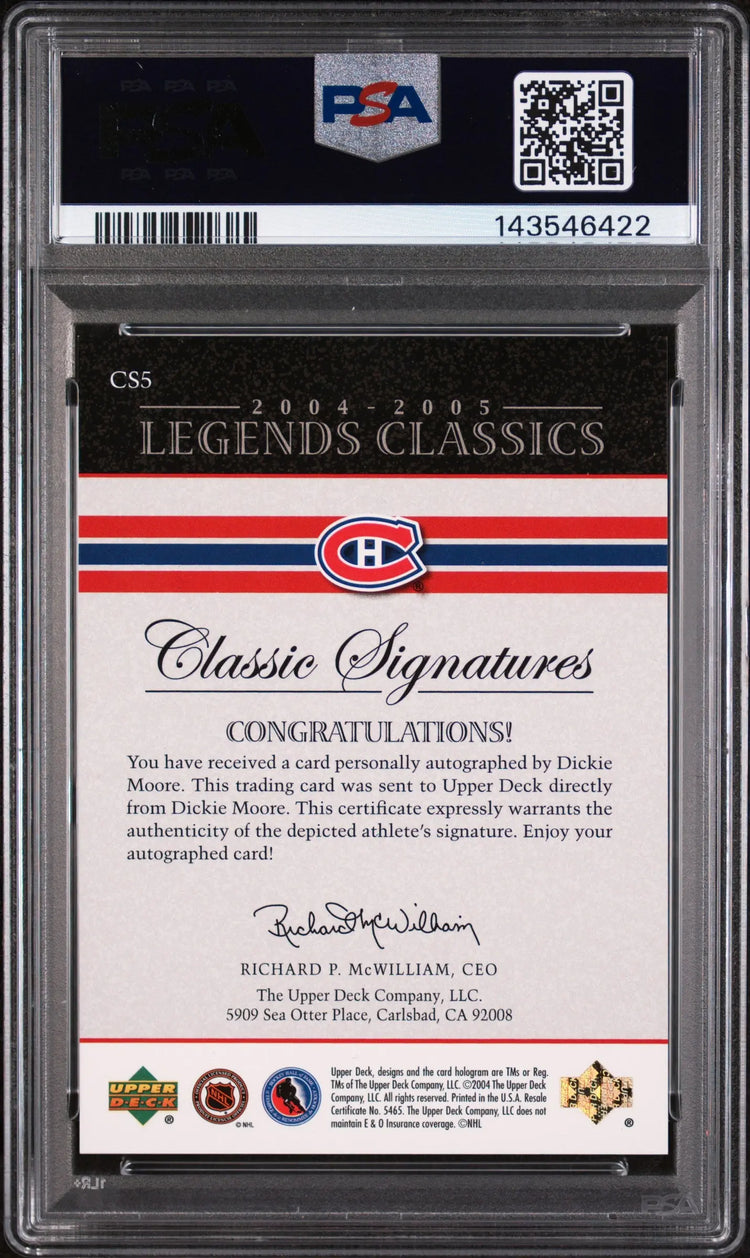 2004 Upper Deck Legends Classics Signatures Dickie Moore Autograph Auto PSA 8 