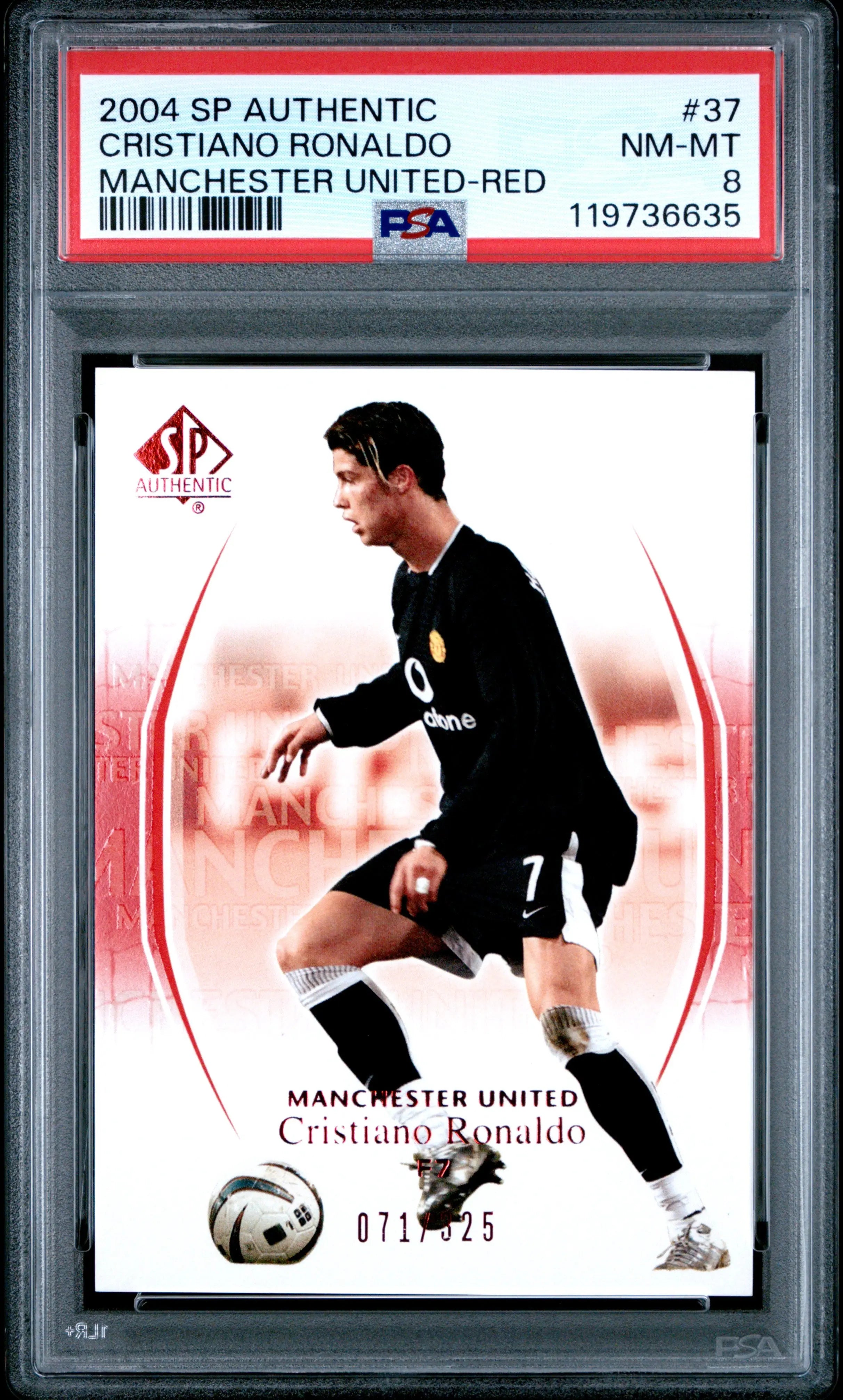 2004  Upper Deck SP Authentic Manchester United Cristiano Ronaldo Red /325 PSA 8 