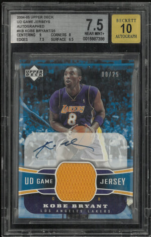 2004 Upper Deck UD Game Jersey Autograph Auto Kobe Bryant 8/25 BGS 7.5 Auto 10 