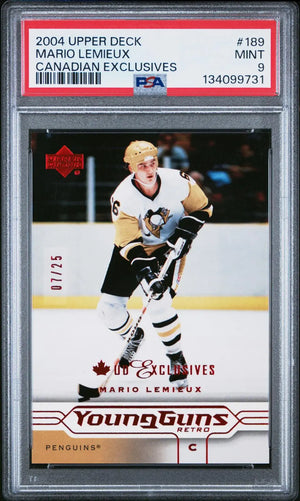 2004 Upper Deck Young Guns Retro Mario Lemieux Canadian Exclusives Pop 1 PSA 9 