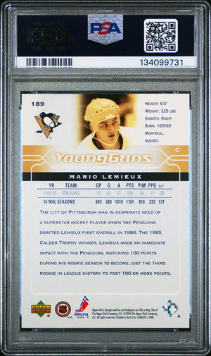 2004 Upper Deck Young Guns Retro Mario Lemieux Canadian Exclusives Pop 1 PSA 9 