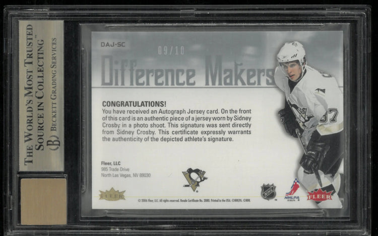 2005-06 Fleer Ultra Difference Makers RC Jersey Auto Sidney Crosby BGS 9.5 /10 