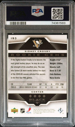 2005-06 Upper Deck Black Diamond Sidney Crosby RC Rookie Gems Quadruple PSA 8 