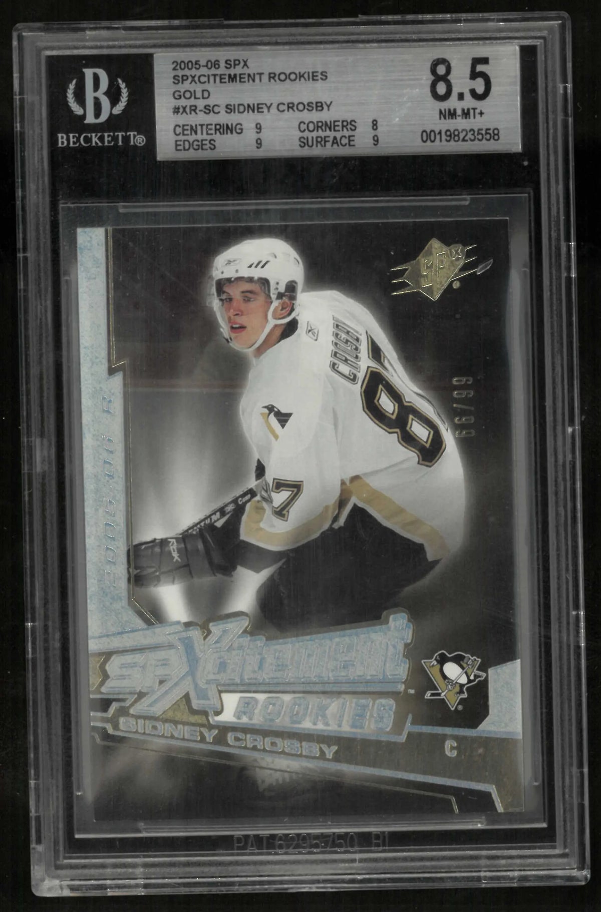 2005-06 Upper Deck SPXcitement Rookies Sidney Crosby Gold /99 BGS 8.5 