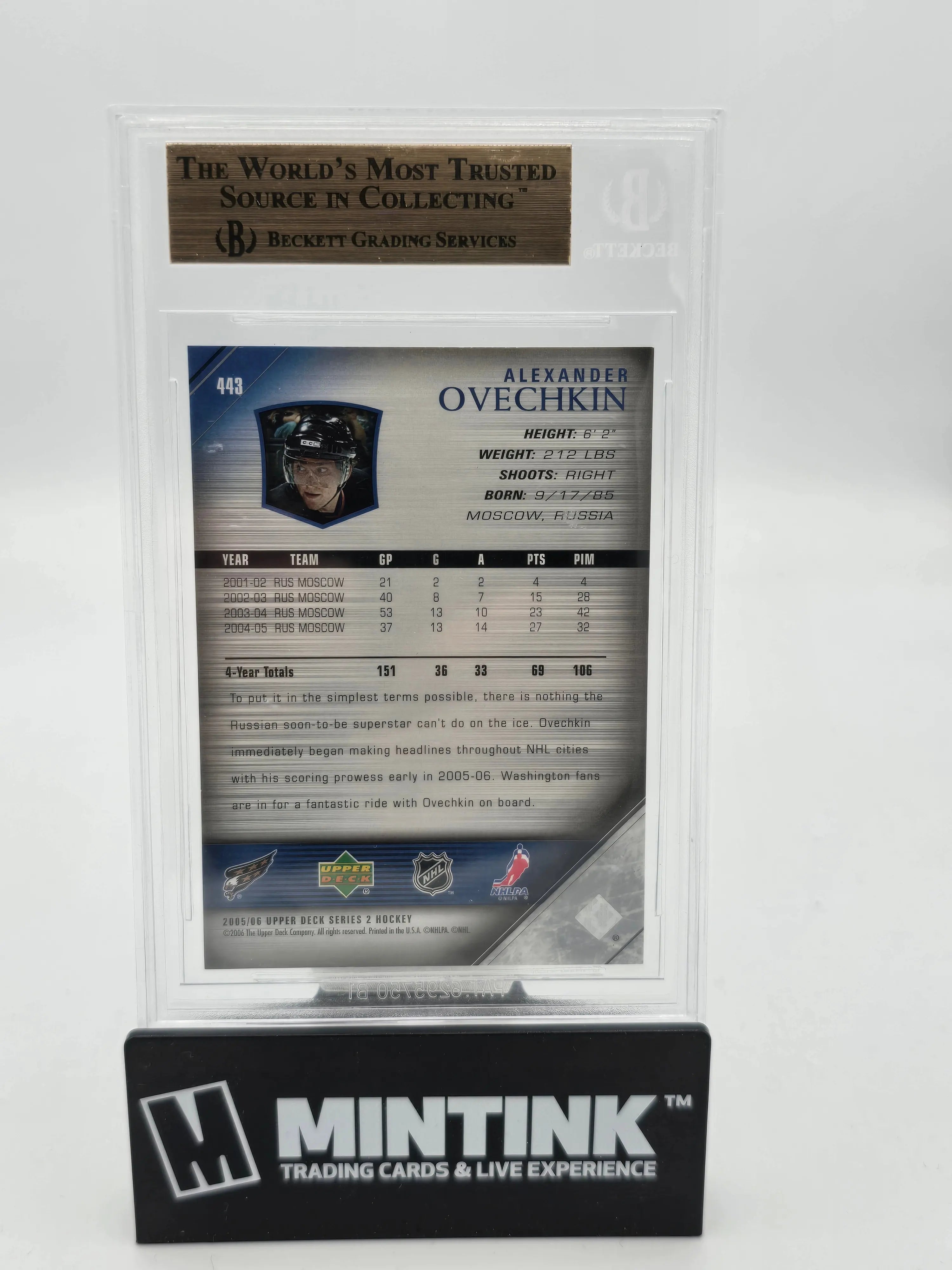 2005-06 Upper Deck Series 2 Alexander Ovechkin Young Guns RC BGS 9.5 
