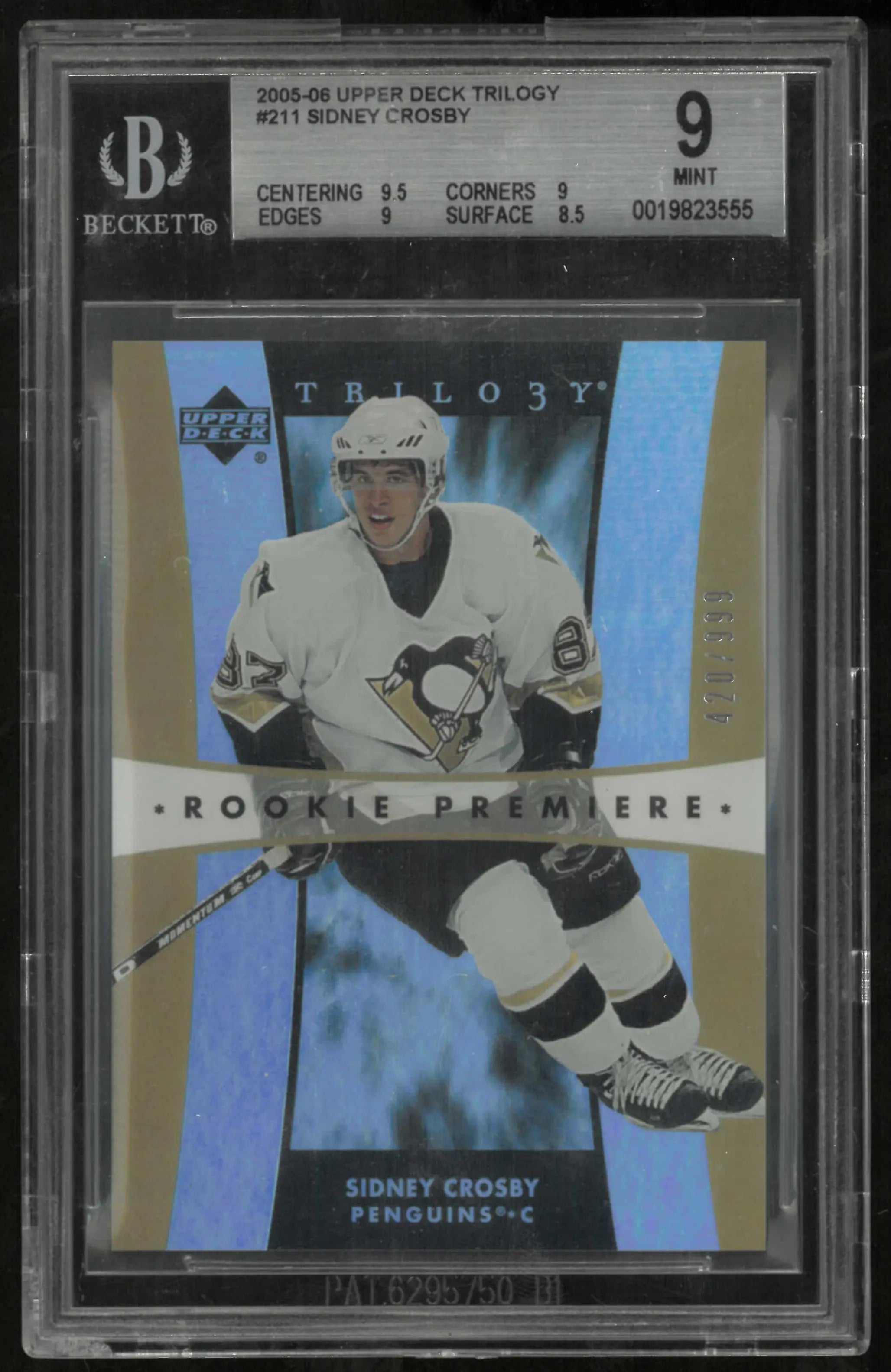 2005-06 Upper Deck Trilogy Rookie Premier Sidney Crosby /999 RC BGS 9 