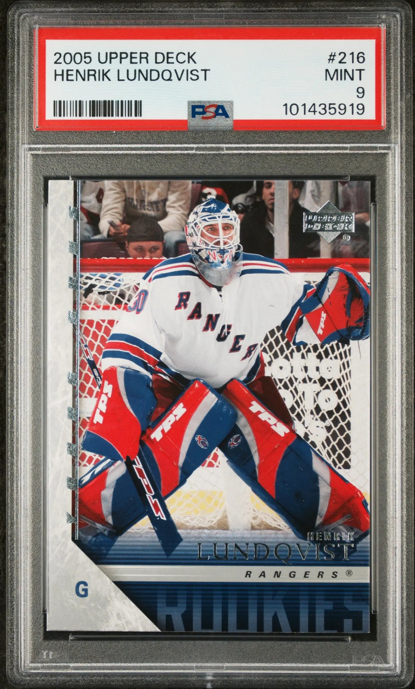 2005/06 Upper Deck Young Guns Rookie Henrik Lundqvist RC PSA 9 